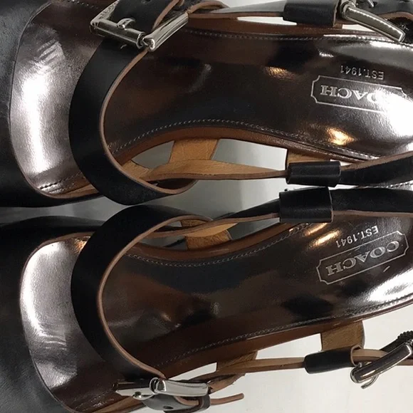 Women shoes black/brown size 8 coach wedges - Picture 3 of 13